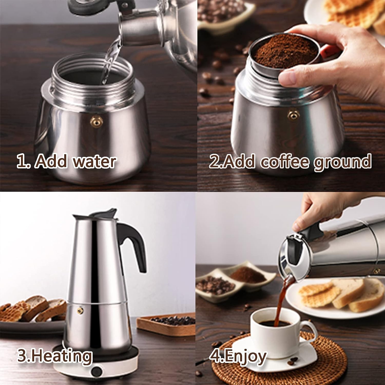 4/6/9 Cups Moka Pot Caffe Mach - Coffee Equipment Accessories review and price